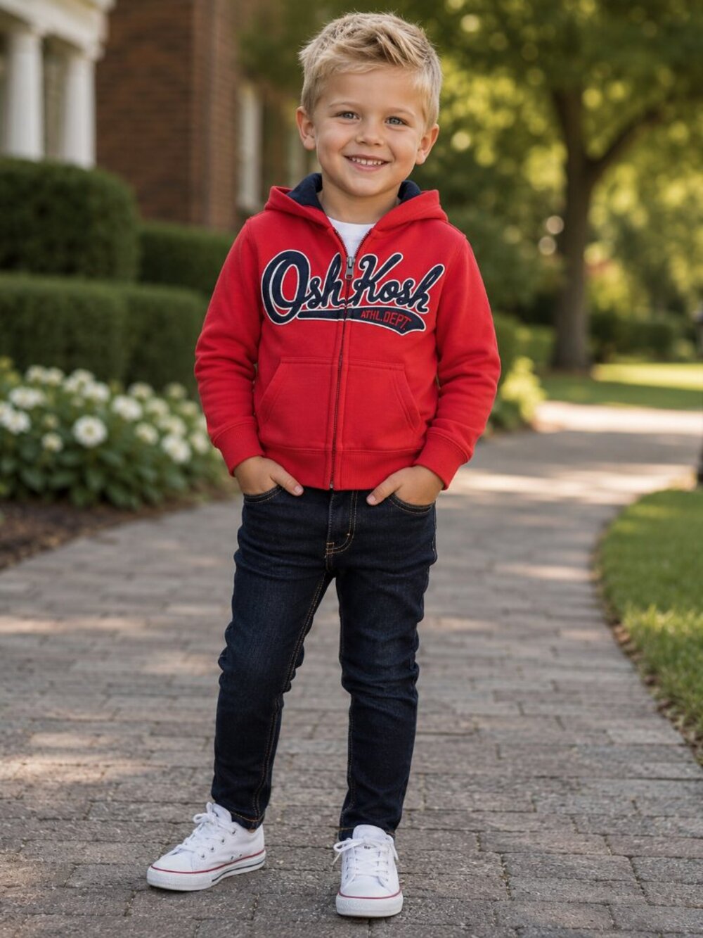 NWT OshKosh B’gosh Toddler Boy Outfit Set Size 4T Red Hoodie Skinny Jeans